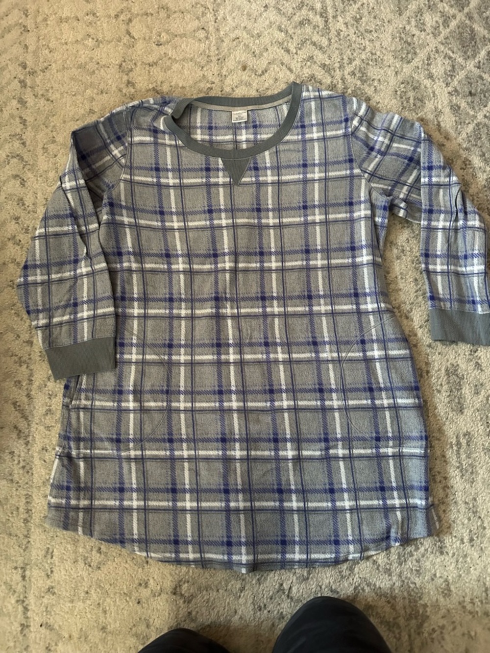 croft & barrow Gray and Blue Plaid Intimates Top
